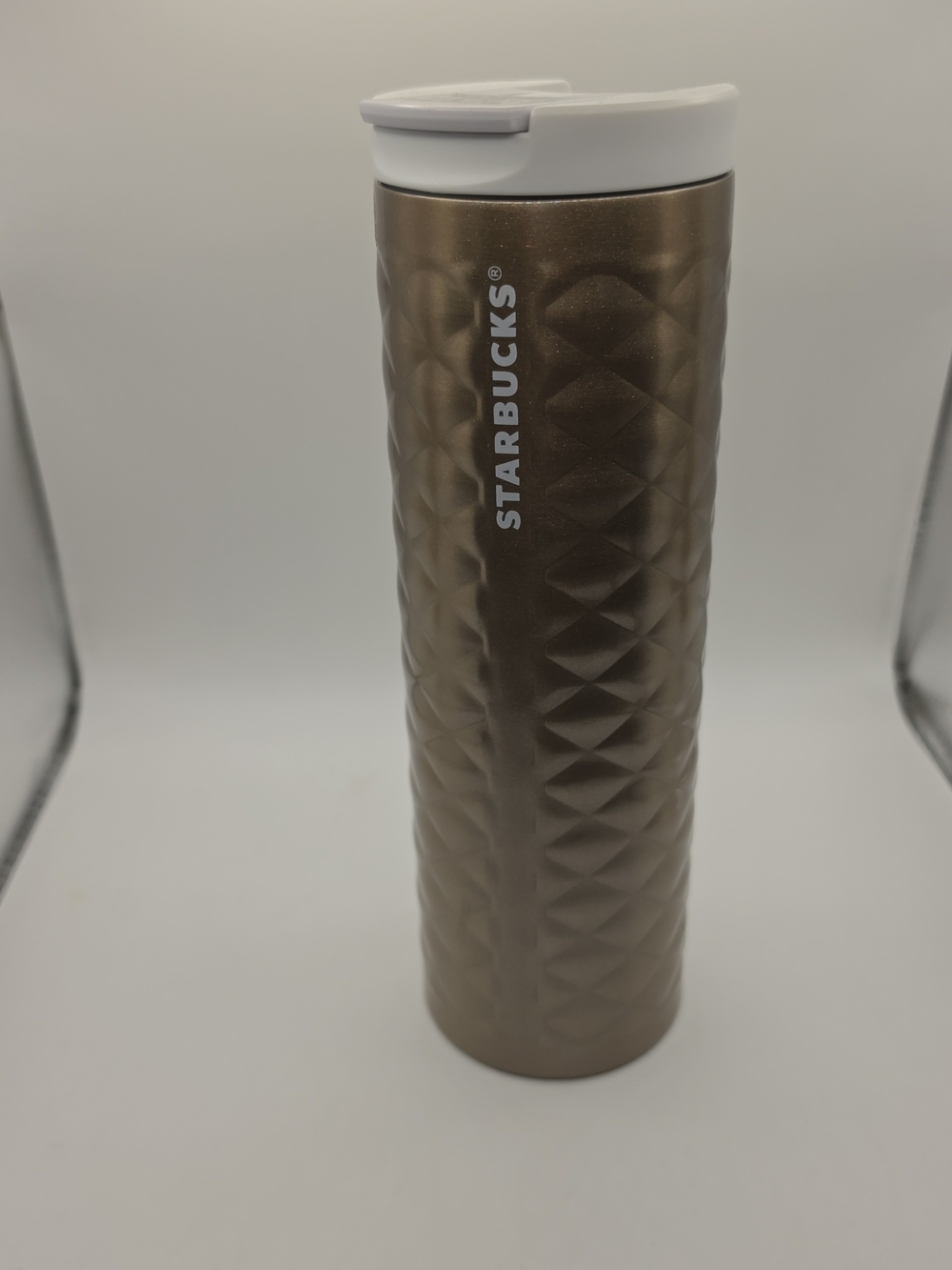 Starbucks Bronze Quilted Travel Tumbler with White Lid